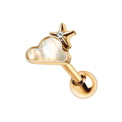 Gold Plated Cloud and Star Cartilage Earring
