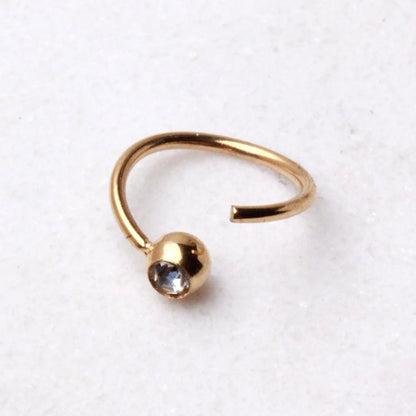 Gold Plated CZ Ball Nose Hoop Ring - Skin Metals