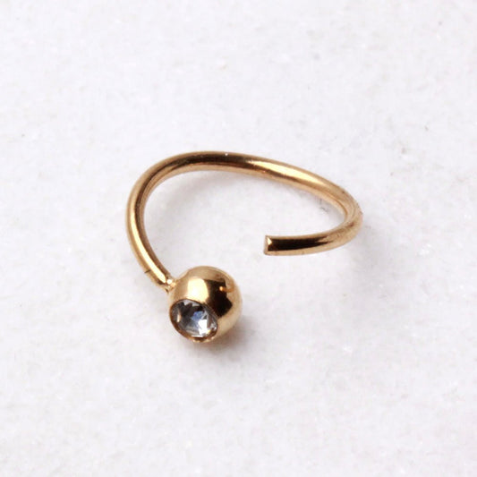 Gold Plated CZ Ball Nose Hoop Ring - Skin Metals