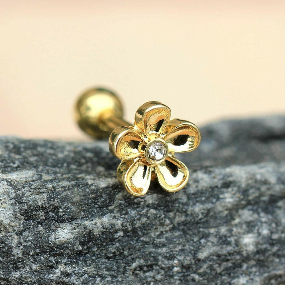 Gold Plated Daisy Flower Cartilage Earring Cartilage Earring Impulse Piercings