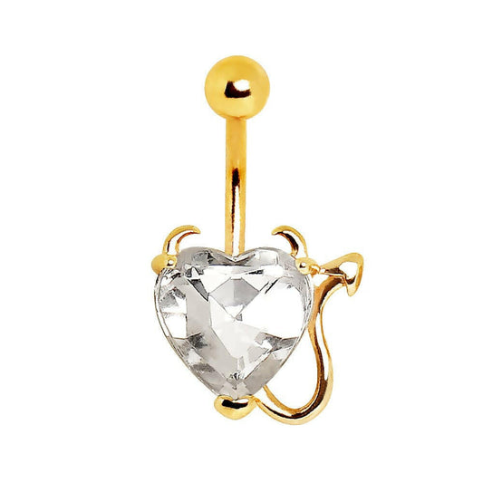 Gold Plated Devil's Heart Navel Ring Navel Ring Impulse Piercings