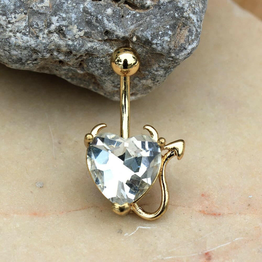 Gold Plated Devil's Heart Navel Ring Navel Ring Impulse Piercings