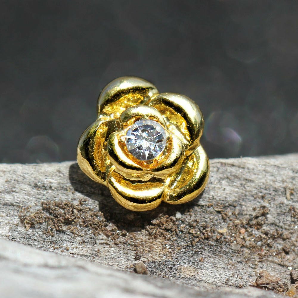 Gold Plated Diamond Rose Cartilage Earring Cartilage Earring Impulse Piercings