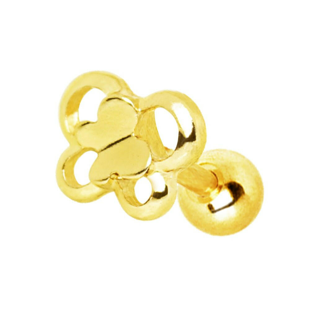 Gold Plated Double Butterfly Cartilage Earring Cartilage Earring Impulse Piercings 16 gaugeLength: 1/4"