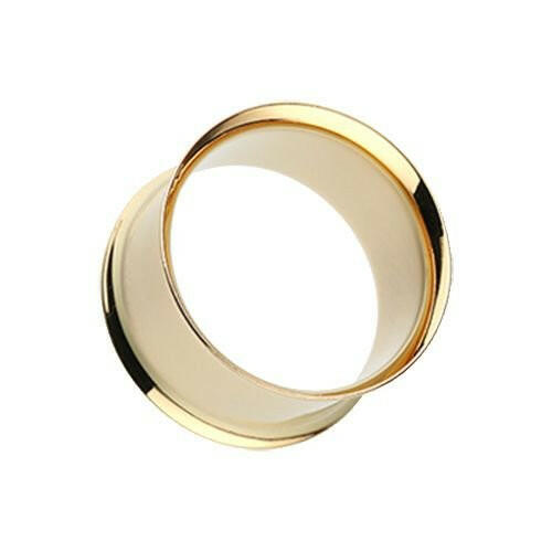 Gold Plated Double Flared Ear Gauge Tunnel Plug Earrings Plug Earrings Impulse Piercings 14 GA (1.6mm)