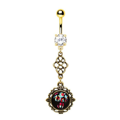 Gold Plated Elephant Pendant Dangle Navel Ring