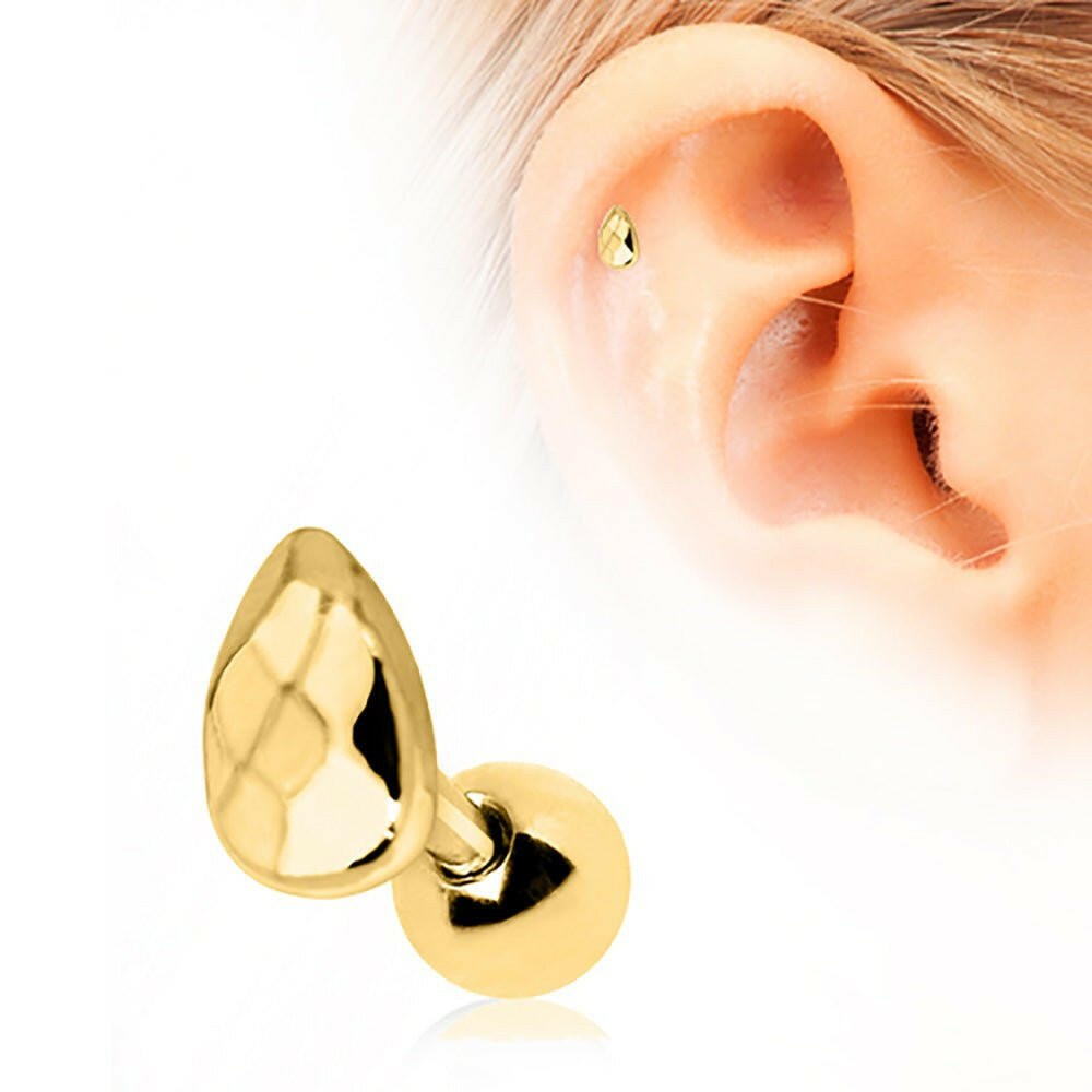 Gold Plated Faceted Teardrop Cartilage Earring Cartilage Impulse Piercings