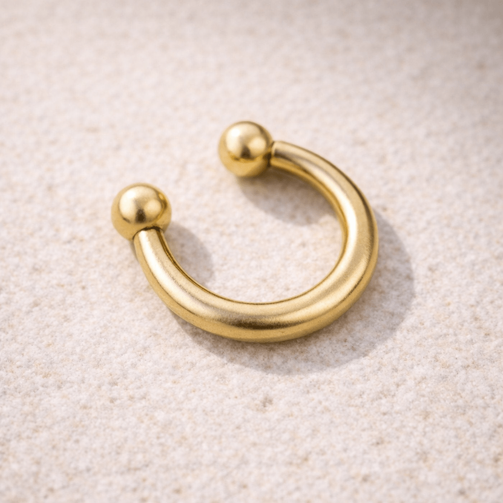 Gold Plated Fake Septum Clicker with Removable Balls Fake Septum Ring Impulse Piercings