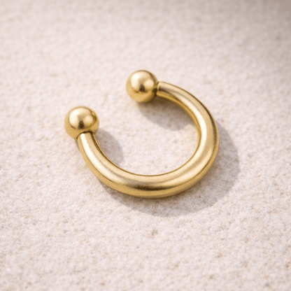 Gold Plated Fake Septum Clicker with Removable Balls Fake Septum Ring Impulse Piercings