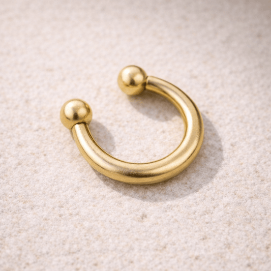 Gold Plated Fake Septum Clicker with Removable Balls Fake Septum Ring Impulse Piercings