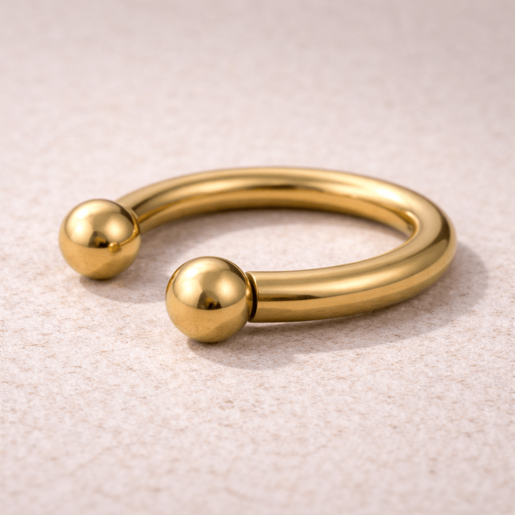 Gold Plated Fake Septum Clicker with Removable Balls Fake Septum Ring Impulse Piercings