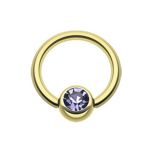 Gold Plated Gem Ball Captive Bead Ring Captive Bead Impulse Piercings 3/8" (10mm) 3/16" (5mm) Tanzanite