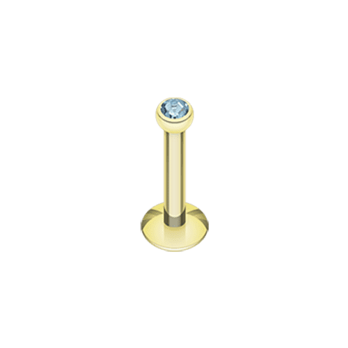 Gold Plated Gem Ball Internally Threaded Labret Labret Impulse Piercings 5/16" (8mm) Aqua