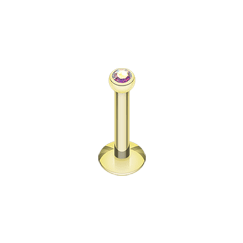 Gold Plated Gem Ball Internally Threaded Labret Labret Impulse Piercings 5/16" (8mm) Aurora Borealis