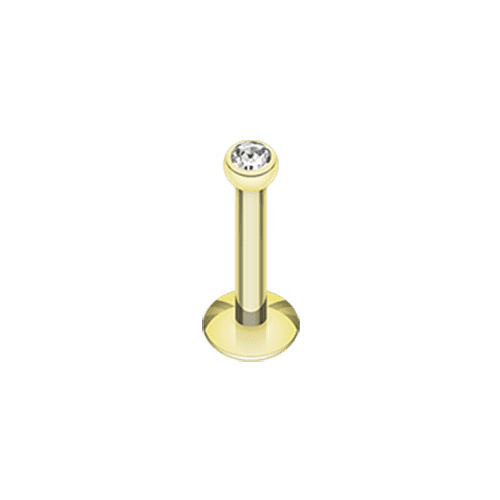 Gold Plated Gem Ball Internally Threaded Labret Labret Impulse Piercings 5/16" (8mm) Clear