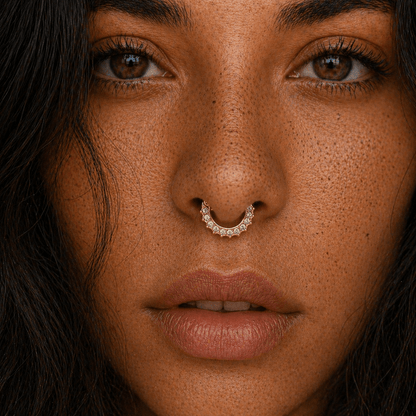 Gold Plated Gemmed Septum Clicker - Skin Metals