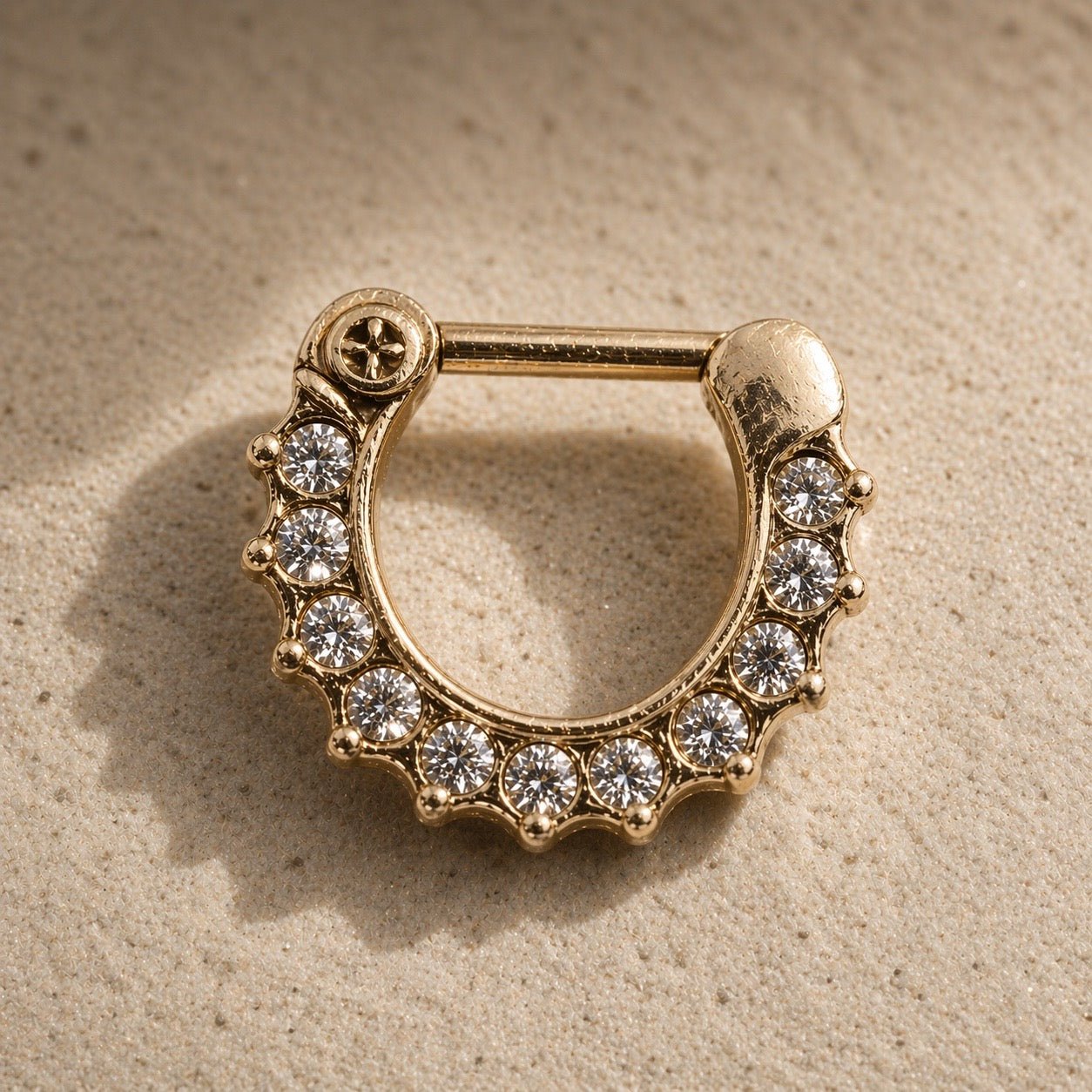 Gold Plated Gemmed Septum Clicker - Skin Metals