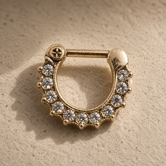 Gold Plated Gemmed Septum Clicker - Skin Metals