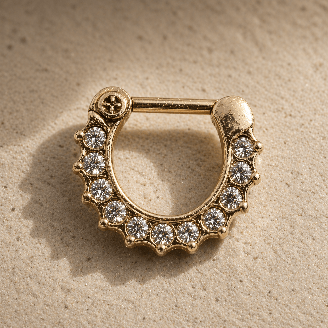 Gold Plated Gemmed Septum Clicker - Skin Metals