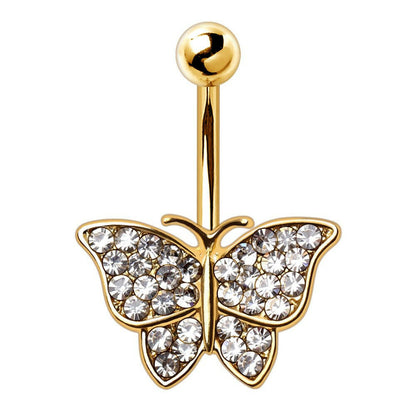 Gold Plated Glittering Butterfly Navel Ring Navel Ring Impulse Piercings