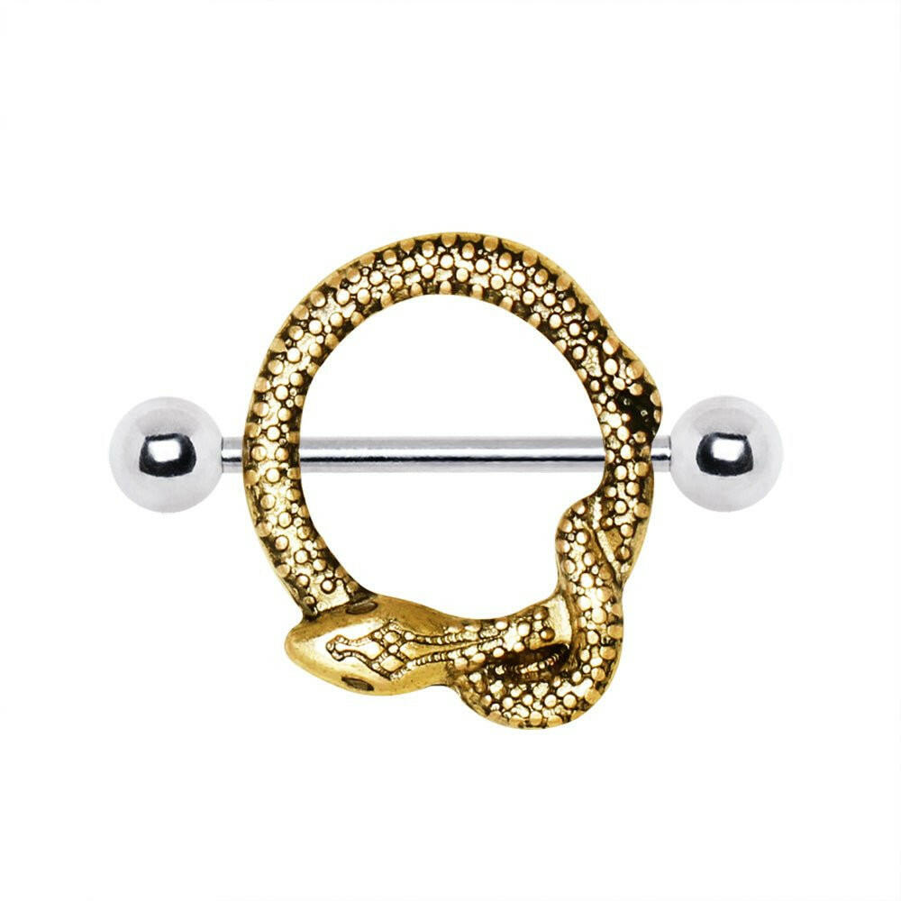 Gold Plated Golden Snake Nipple Shield Nipple Ring Impulse Piercings