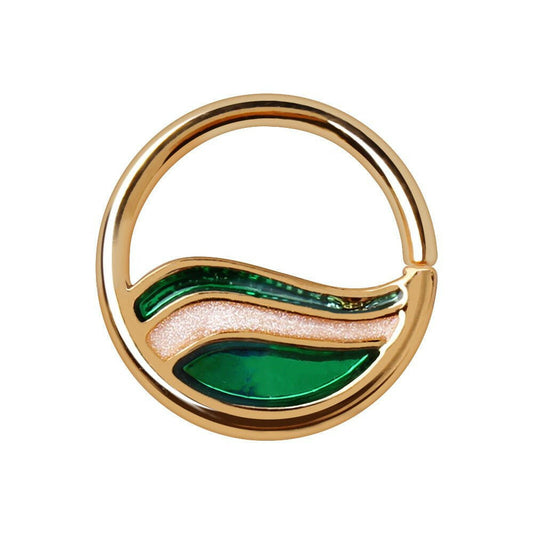 Gold Plated Green Wave Seamless Ring Seamless Ring Impulse Piercings