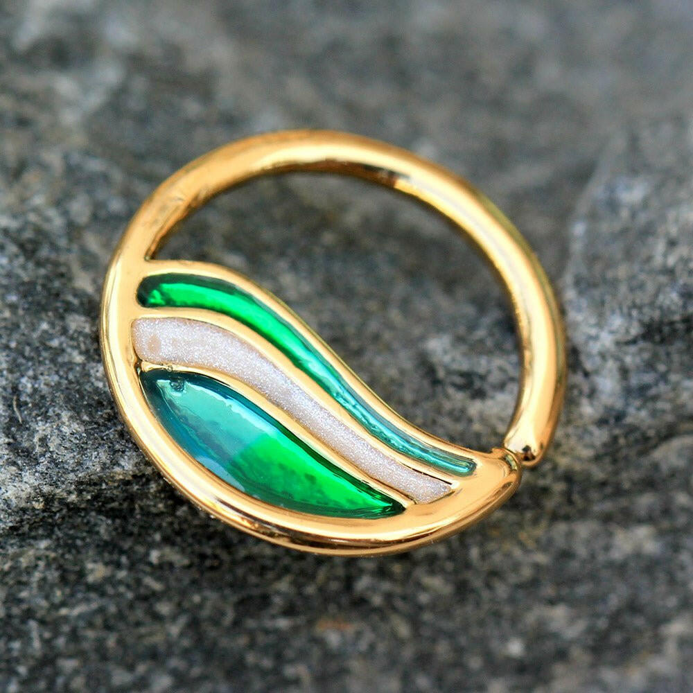 Gold Plated Green Wave Seamless Ring Seamless Ring Impulse Piercings