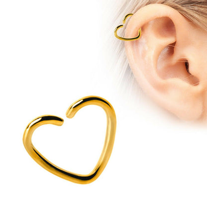 Gold Plated Heart Shaped Cartilage Earring Cartilage Earring Impulse Piercings