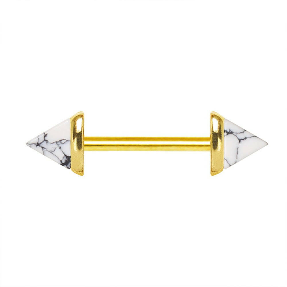 Gold Plated Howlite Triangle Nipple Bar Nipple Ring Impulse Piercings