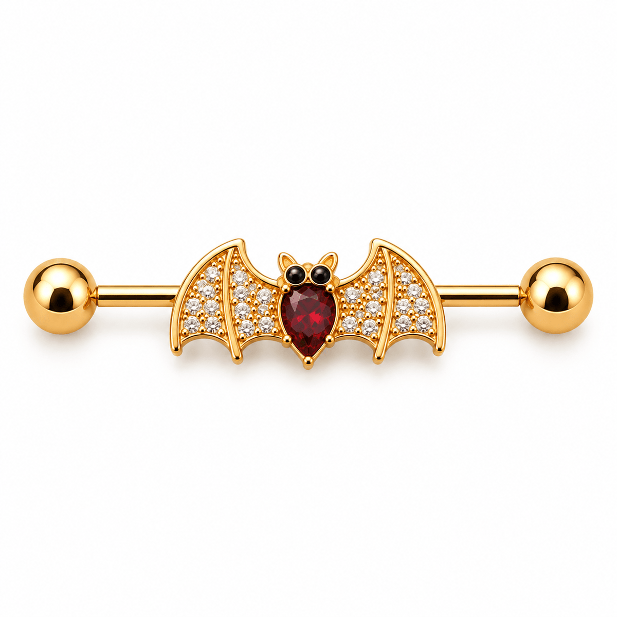 Gold Plated Industrial Barbell with Golden Blood Bat - Skin Metals
