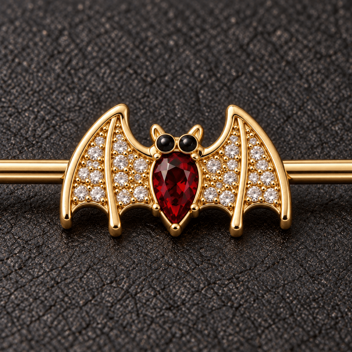 Gold Plated Industrial Barbell with Golden Blood Bat - Skin Metals