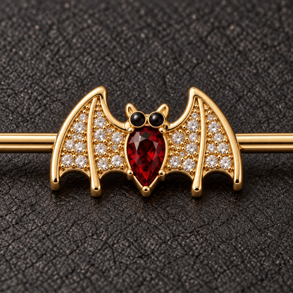 Gold Plated Industrial Barbell with Golden Blood Bat - Skin Metals