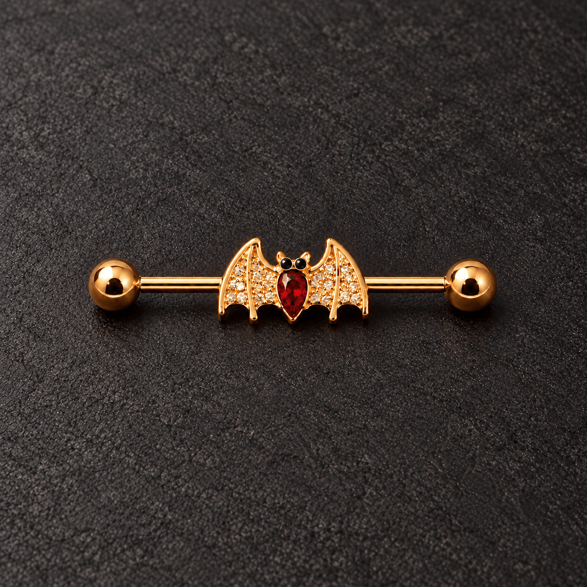Gold Plated Industrial Barbell with Golden Blood Bat - Skin Metals