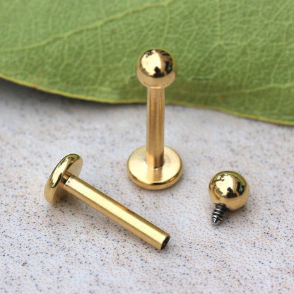 Gold Plated Internally Threaded Labret Labret Impulse Piercings