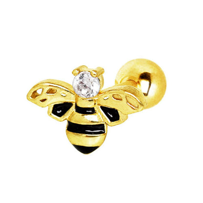 Gold Plated Jeweled Bumblebee Cartilage Earring Cartilage Earring Impulse Piercings 16 gaugeLength: 1/4"