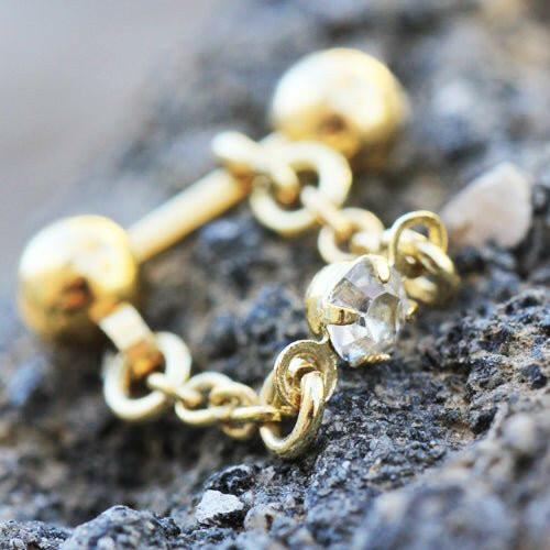 Gold Plated Jeweled Chain Wrap Cartilage Earring Cartilage Impulse Piercings