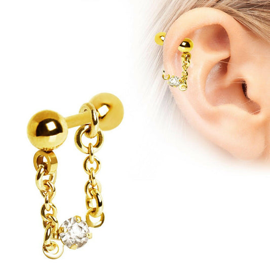 Gold Plated Jeweled Chain Wrap Cartilage Earring Cartilage Impulse Piercings