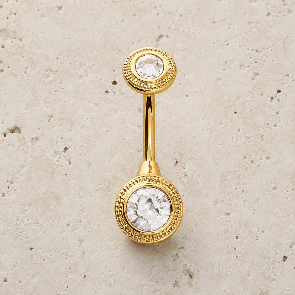 Gold Plated Jeweled Discs Navel Ring - Skin Metals