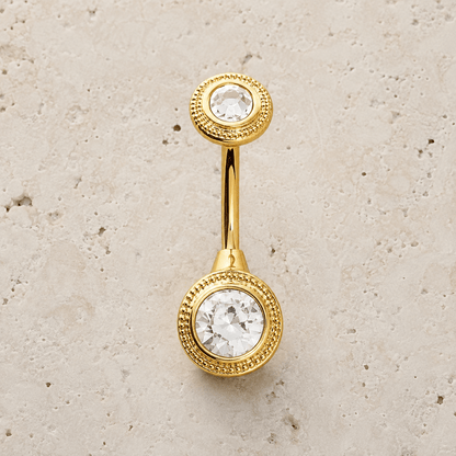 Gold Plated Jeweled Discs Navel Ring - Skin Metals