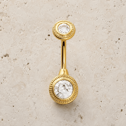 Gold Plated Jeweled Discs Navel Ring - Skin Metals