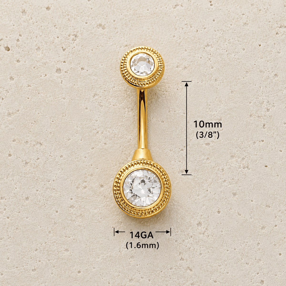 Gold Plated Jeweled Discs Navel Ring - Skin Metals