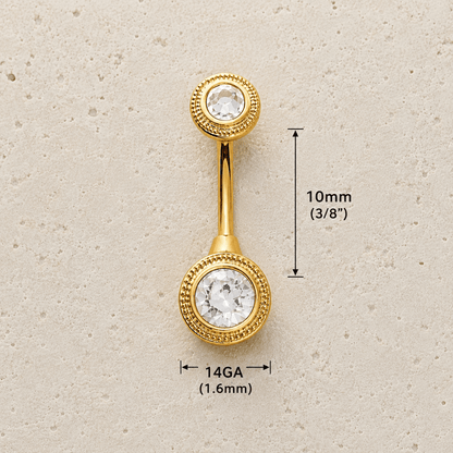 Gold Plated Jeweled Discs Navel Ring - Skin Metals