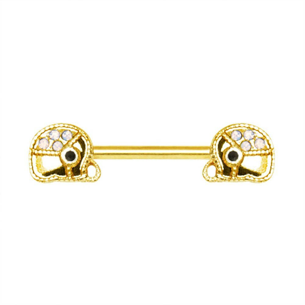 Gold Plated Jeweled Elephant Nipple Bar