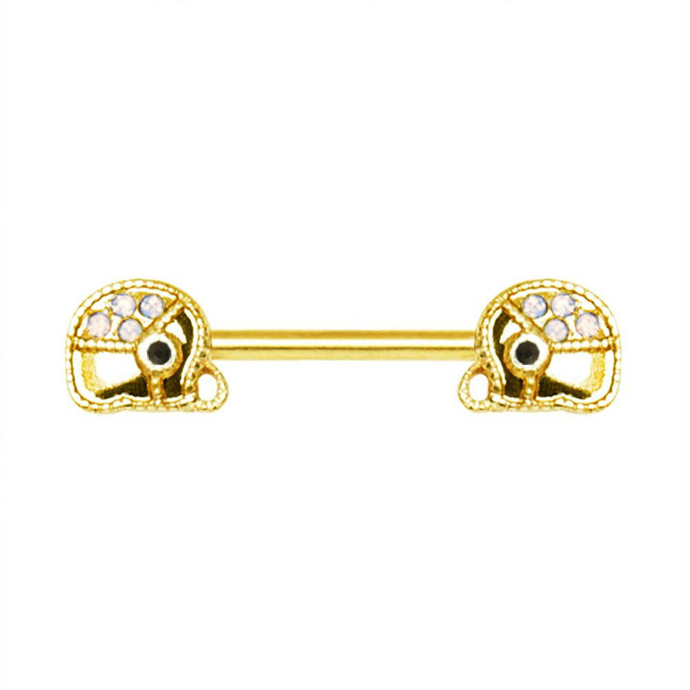 Gold Plated Jeweled Elephant Nipple Bar Nipple Ring Impulse Piercings