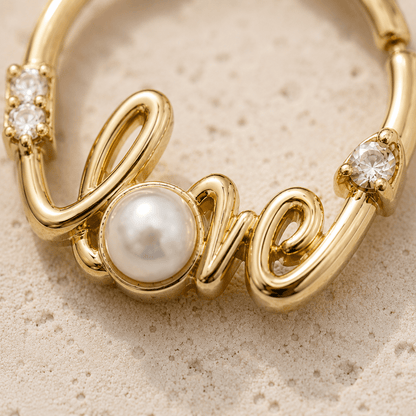 Gold Plated Jeweled "LOVE" Annealed Seamless Ring - Skin Metals