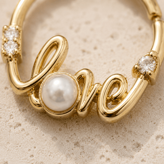 Gold Plated Jeweled "LOVE" Annealed Seamless Ring