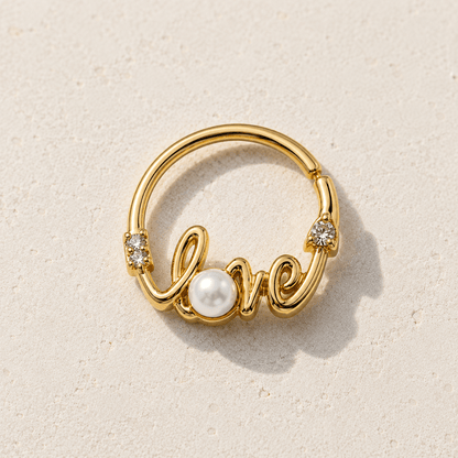 Gold Plated Jeweled "LOVE" Annealed Seamless Ring - Skin Metals