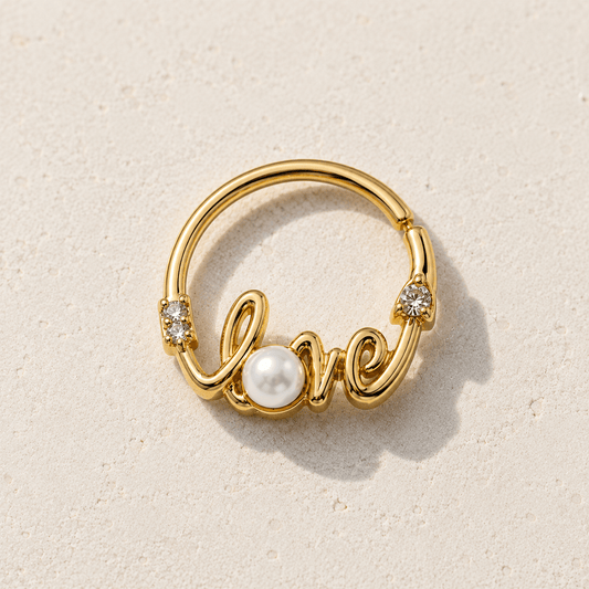 Gold Plated Jeweled "LOVE" Annealed Seamless Ring