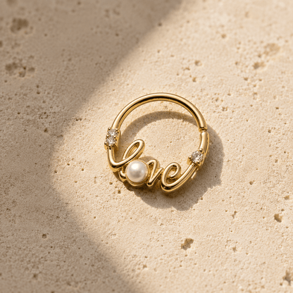 Gold Plated Jeweled "LOVE" Annealed Seamless Ring - Skin Metals