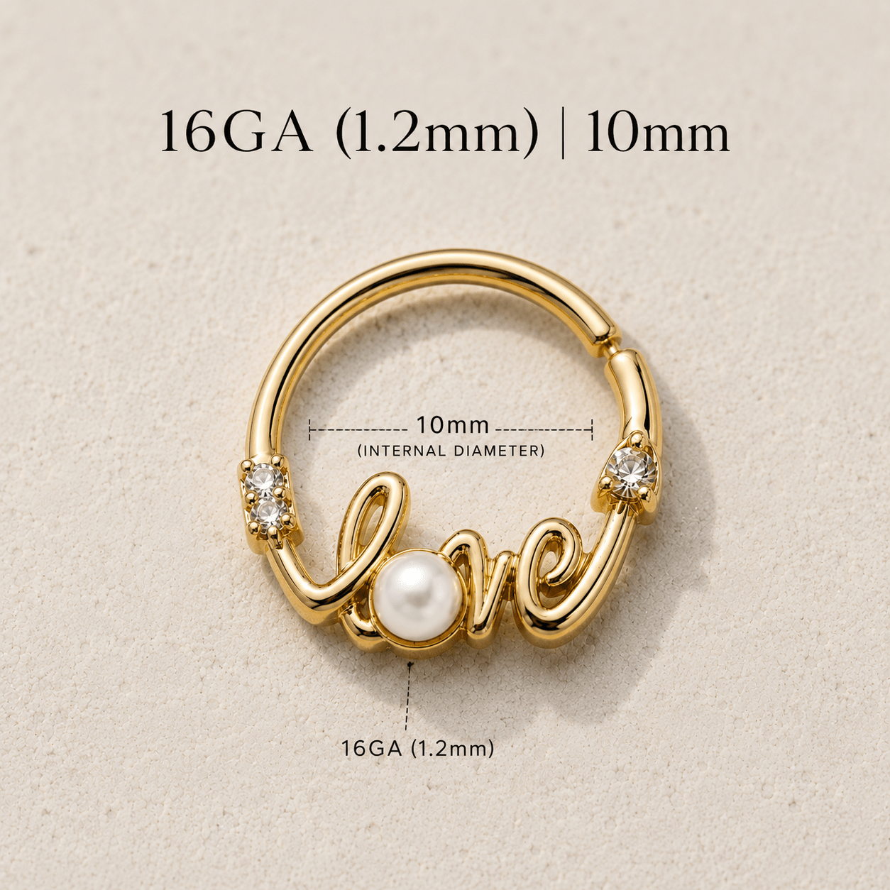 Gold Plated Jeweled "LOVE" Annealed Seamless Ring - Skin Metals